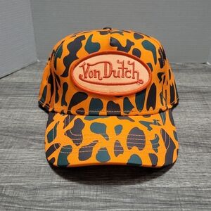 Von Dutch Camo Baseball Cap Orange
